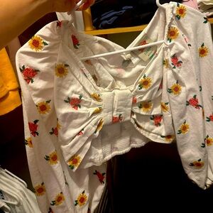 Farm Rio, crop top with long sleeves